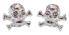 Novelty Valve Cap  - Skull & Crossbones Silver